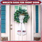250th Anniversary Wreath Sash for Front Door 4.5'' x 56'' 4th of July Wreath Sash with USA Flags Red White and Blue Patriotic Decor for Independence Memorial Day Porch Yard Door Home Decor