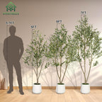 VIVATREES Olive Trees Artificial Indoor, 6FT Tall Faux Olive Tree with White Tall Planter, Artificial Plants with Natural Wood Trunk and Lifelike Fruits for Home Office Decor