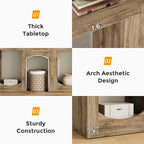 70.9" Farmhouse Console Table, Accent Sofa Table with Arched Design, Modular Entryway Table Free-Combination for Entrance, Hallway, Living Room, Rustic Brown,(Set of 2)