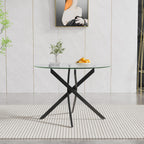 SSLine Modern 5-Piece Round Glass Dining Table Set for 4, Luxury 36" Circle Clear Glass Top Dining Room Table with 4 Clear Tufted Chairs for Kitchen Home Office