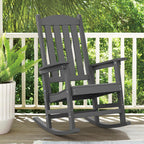 LUE BONA Outdoor Rocking Chair, HDPS Poly Rocking Chairs, All Weather Resistant Plastic Outdoor Indoor Porch Rocker, Heavy Duty Rocking Chair for Patio, Lawn, Garden, 300LBS, Dark Gray