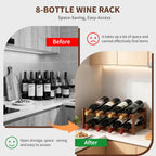 Wine Rack |Open & 2-Tier Bamboo Wine Holder| Freestanding Floor & Countertop Wine Display-Space-Saving Wooden Wine Storage Shelf for Kitchen, Cabinets,Bar & Dining Room(1, 2-Tiers)