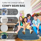 Bean Bag Stuffed Animal Storage Chair Cover (No Filler) for Kids and Adults. Extra Large Bird's Nest Beanbag Memory Foam Soft Premium (Navy Blue, 3 ft (Cover Only))