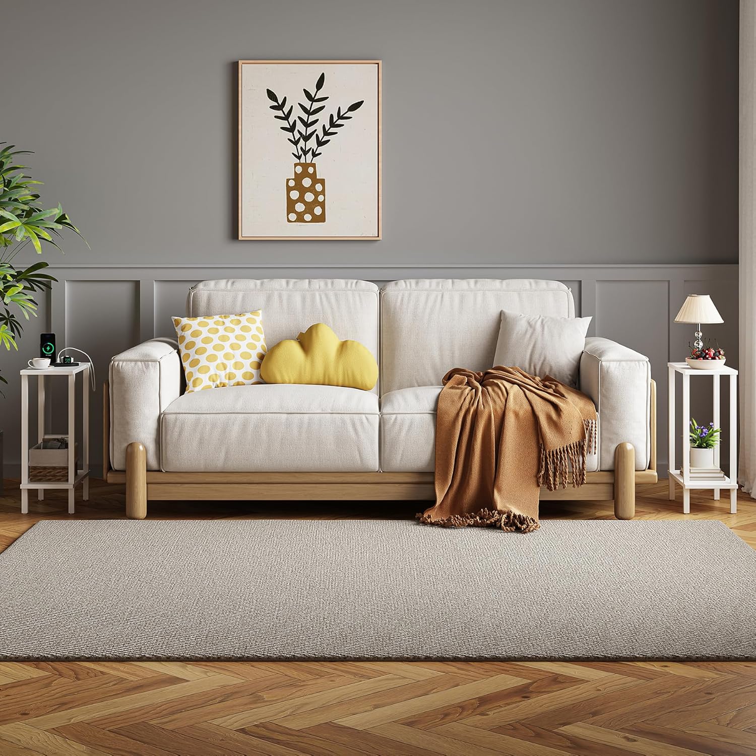 TUTOTAK Small Side Table, Narrow End Table, Skinny Sofa Table, Slim Nightstand, Couch Table, Living Room, Bed Room, White TB01BW062