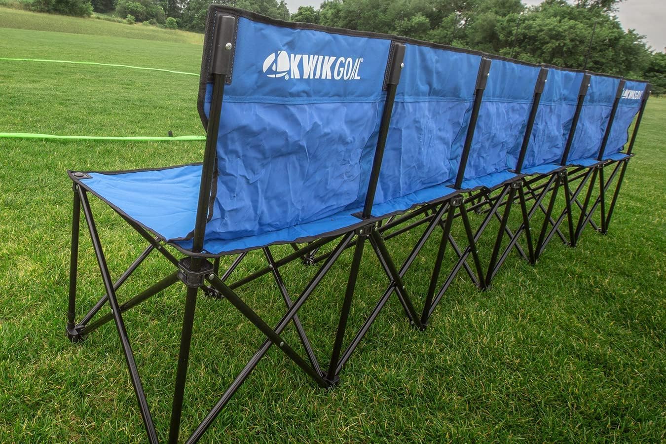 Kwik Goal 6-Seat Kwik Bench, Black, Steel Frame with Woven Fabric Seats, 16" H x 108" W