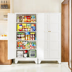 Letaya 72" H Metal Storage Cabinet with 2 Doors and 4 Shelves,Tall Kitchen Pantry Cabinets,Utility Pantry Organizers for Cupboard/Dining/Bathroom/Home Office/Garage (Black, 72" H x 18" D x 33.5" W)