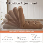 Floor Chair, 24 inches Wide Oversized Velvet Armless Lay Flat Floor seat Padded Meditation Chair with 6 Adjustable Position Ergonomic Comfortable Convenient (Casual, LRSF-006-TAN)
