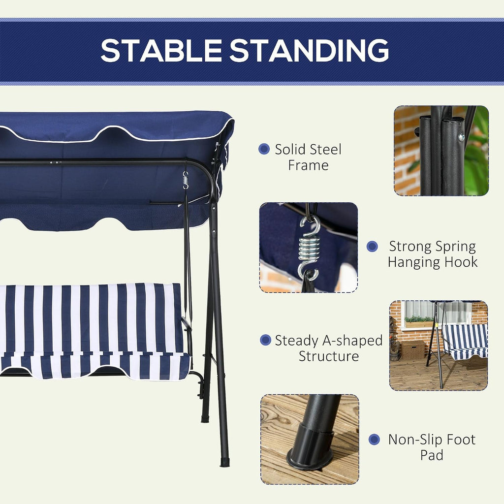 3-Person Outdoor Patio Swing Chair with Adjustable Canopy