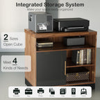 ModernMate Modern Wood Accent Storage Cabinet with Sliding Door, Adjustable Open Shelves, Floor Standing Storage Cabinet for Home Office,Tool, Arts, Craft,Supply,31”W×20”D×29”H, Black Walnut