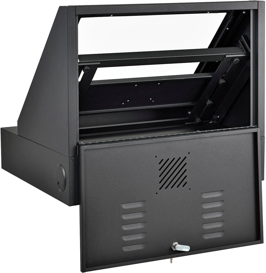 Global Industrial Mobile LCD Console Computer Cabinet for 21" Diagonal Monitors, Steel Construction, 24-1/2"W x 22-1/2"D x 55-1/2"H, Black Powder Coat Finish