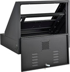 Global Industrial Mobile LCD Console Computer Cabinet for 21" Diagonal Monitors, Steel Construction, 24-1/2"W x 22-1/2"D x 55-1/2"H, Black Powder Coat Finish