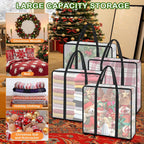 Lukeline 4 Pack Wreath Storage Bag,Clear Christmas Garland Container,Moving Bag with Handles and Zipper,Christmas Wreath Storage Carrying Bag