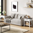Modern Nightstand Set of 2 with Drawer, 2-Tier End Table with Storage Shelf, Bedside Table for Bedroom, Living Room, Dorm, Small Spaces(2pcs-White)