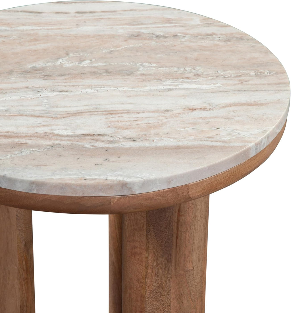 Steve Silver Sidney Brown Marble Top Round End Table
