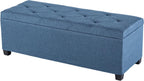 DUMOS Upholstered Storage Bench, End of Bed Ottoman, Extra Large 46.5 Gal (176L) Internal Volume, Foot Stool for Bedroom, Living Room, Sturdy Storage Chest, Blue, 43.3" L x 15.7" W x 15.7" H