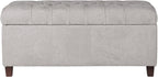 Homepop Home Decor | Tufted Ainsley Button Storage Ottoman Bench with Hinged Lid | Ottoman Bench with Storage for Living Room & Bedroom, Grey