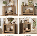 Tribesigns 41.3" Farmhouse Console Table, Behind Couch Sofa Table with Open Storage Shelves for Living Room (Natural)