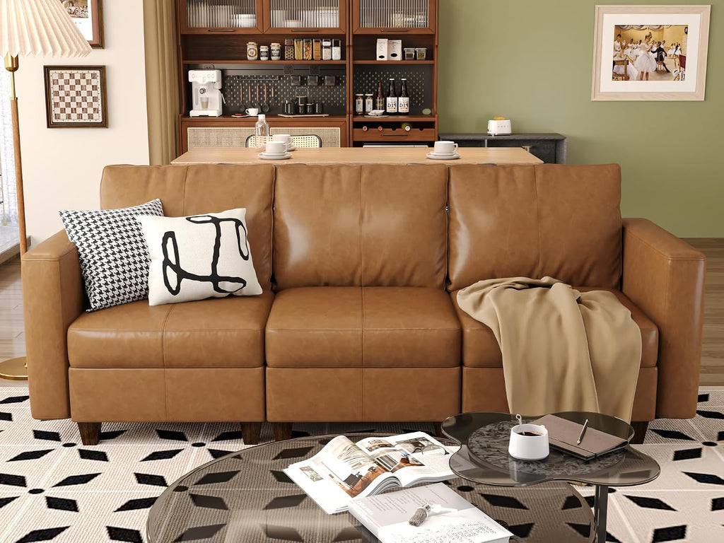 EASE MOOSE Modular Sectional Loveseat Sofa Couch with Storage Seats, 2 Seat Faux Leather Convertible Modular Sofa Love Seats for Small Spaces，Brown