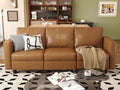 EASE MOOSE Modular Sectional Loveseat Sofa Couch with Storage Seats, 2 Seat Faux Leather Convertible Modular Sofa Love Seats for Small Spaces，Brown