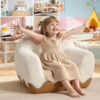 OUOZZZ Toddler Chair for Ages 1–6, Soft Sherpa Kids Sofa with Book Pocket & Carry Handle, Cozy Single-Seat Couch for Playroom or Bedroom, Birthday Gift for Girls (Ice Cream)