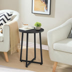 HOOBRO Side Table and Round Side Table Bundle, Round End Accent Table with Sturdy Metal Pedestal, 3-Tier Compact Sofa End Table with Charging Station, BB95BZ01-BB219UBZ01