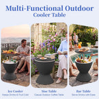 EFU Cooler Tables, 15 Gallon Cooler Bar Tables, Keeps Cold 12H | Multi-Functional Outdoor Cool Bar for Drinks Beer & Wine, with Drain Plug, Patio Furniture for Backyard, Pool, BBQ, Party