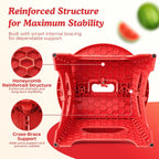 ACSTEP 9 Inch Folding Step Stool for Kids, Sturdy Collapsible Step Stool Foldable Up to 300 lbs for Toddlers, Non Slip Foot Stools with Handle for Kitchen, Bathroom, Bedroom, Outdoor, Watermelon Red