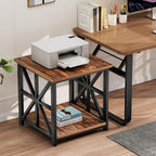 GreenForest End Table with 2-Tier Storage Shelf, 19.7 inch Side Table for Living Room, Modern Nightstand Bedside Table for Bedroom Office, Walnut