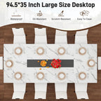 7-Piece Dining Table Set for 8 10 People, 94" Large Long Wooden Kitchen Table with 6 Cushion Chairs W/Waterproof Tabletop, Farmhouse Rectangular Dinner Table for Dining Room,Kitchen,Easy Clean