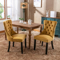 KEIKI Velvet Tufted Dining Room Chairs Set of 2, Kitchen Nailhead Trim Chairs with Solid Wood Legs and Padded Seat, Gold