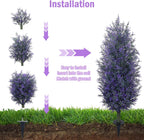 GTIDEA Artificial Purple Lavender Topiary Tree with Ground Spike, Artificial Outdoor Plants Fake Bushes UV Resistant Faux Shrubs Fade Proof for Outdoor Garden Front Decor, 2 Pack 4FT