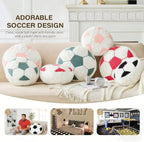 Soccer Pillow Football Round Cushion Soft Fluffy Soccerball Decorative Plush Pillow for Room Decor (Black, 12 Inch)