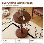100% Solid Wood Round Pedestal Side Table, Vintage End Table for Living Room Bedroom, Heavy-Duty Antique Accent Table for Corner Spaces, Small Bedside Nightstand, 5-Min Assembly, Walnut