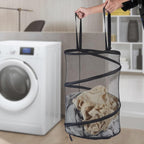 Seiritex Mesh Popup Laundry Hamper 115L Foldable Laundry Basket Extra Large Capacity Collapsible Clothing Storage Basket with Handles 26 H x 18 W x 18 L (Black)