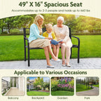 Giantex Metal Outdoor Bench with Mesh Pattern Backrest, Curved Armrests, 660Lbs Capacity, Slatted Seat for 2-3 Persons, Patio Bench for Yard, Poolside, Porch, Park, Garden (50"×23"×32",Black)