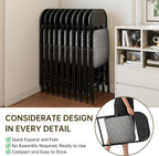 4 Pack Padded Cushion and Back Folding Chairs, Fabric Dining Chair Set with Steel Frame Metal for Home and Office, for Indoor and Outdoor Events, (Fabric Gray)