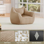 Toddler Bean Bag Chair, Stuffed Kids Bean Bag Sofa with Filler Corduroy Bean Bag Seat for Kids, Small Comfy Lazy Sofa Lounge Chair with Armrests and Back Support for Gaming, Reading, Beige