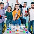 Jingmore 12 Set 30 oz Fishbowl Table Tennis Carnival Game Favors with Bounce Round Bowls Multicolor Balls Plastic Gold Fish for Adults Carnival Game Party Activity Prizes