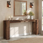 Solid Wood Console Table for Entryway, 70.9-Inch Extra Long Farmhouse Sofa Table Behind Couch, for Living Room, Foyer, Hallway, Entrance, Rustic Brown