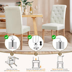 Yaheetech Dining Chairs Set of 4 Fabric Upholstered Dining Room Chairs with Button Tufted High Back and Solid Wood Legs for Kitchen/Living Room/Restaurant, Modern Style, Beige