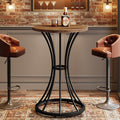 Tribesigns 37.4" H Bar Table, Round Bar Table with Curved Metal Base, Bar Height Table for Small Spaces, Living Room, Kitchen, or Apartments (Brown & Black) (1)