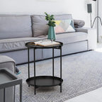 2 Tier End Table Metal Side Table Waterproof Small Sofa Coffee Side Tables Bedroom Indoor Outdoor for Living Room Bedroom Balcony and Office