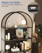Display Arched Cabinet with Glass Doors, Curio Cabinet for Labubu Display 5-Tier Display Case with 7 Color RGB Lights for Collectibles, Display Cases for Book/Medal/Figure