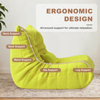Bean Bag Chair for Adults - Large Bean Bag with Lumbar Pillow, Oversized Airpore Boneless Chair with High-Rebound Memory Foam, Lazy Floor Sofa for Reading, Gaming, Living Room, Bedroom, Green