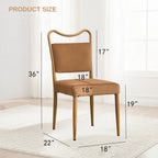 Velvet Dining Chairs Set of 2, Upholstered Dining Chairs with Wood Grained Metal Frame, Mid Century Modern Velvet Chairs for Dining Room, Kitchen and Restaurant,Velvet Brown