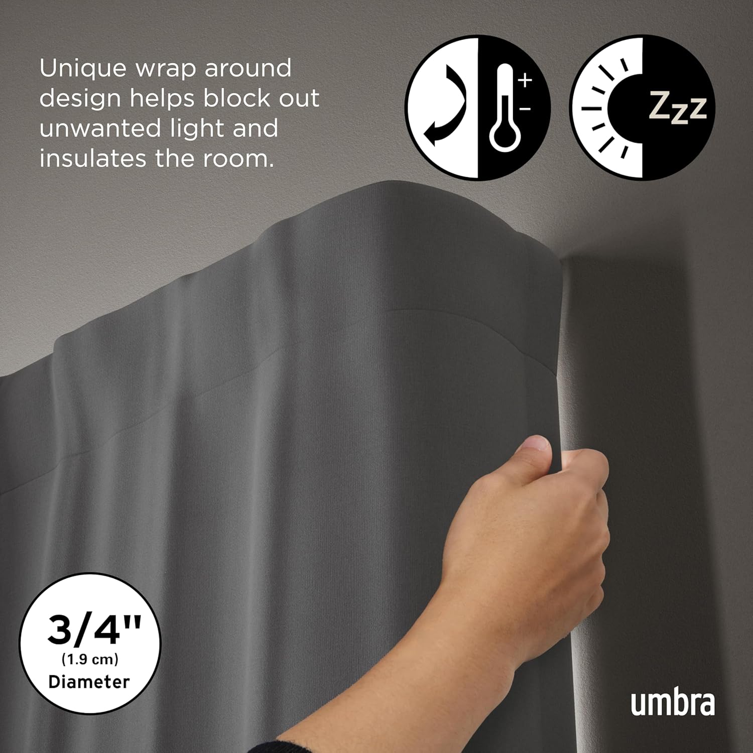 Umbra Twilight Curtain Rod Set – Wrap Around Design Ideal for Blackout or Room Darkening Panels, 28 to 48 Inches, Gold