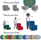 Children's Factory Large Contour Chair, Mix-and-Match Kids Chairs, Sofas, Corner Ottomans and Cubes, Foam-Filled and Water-Resistant, Flexible Seating for Classroom Elementary, Gray Chair