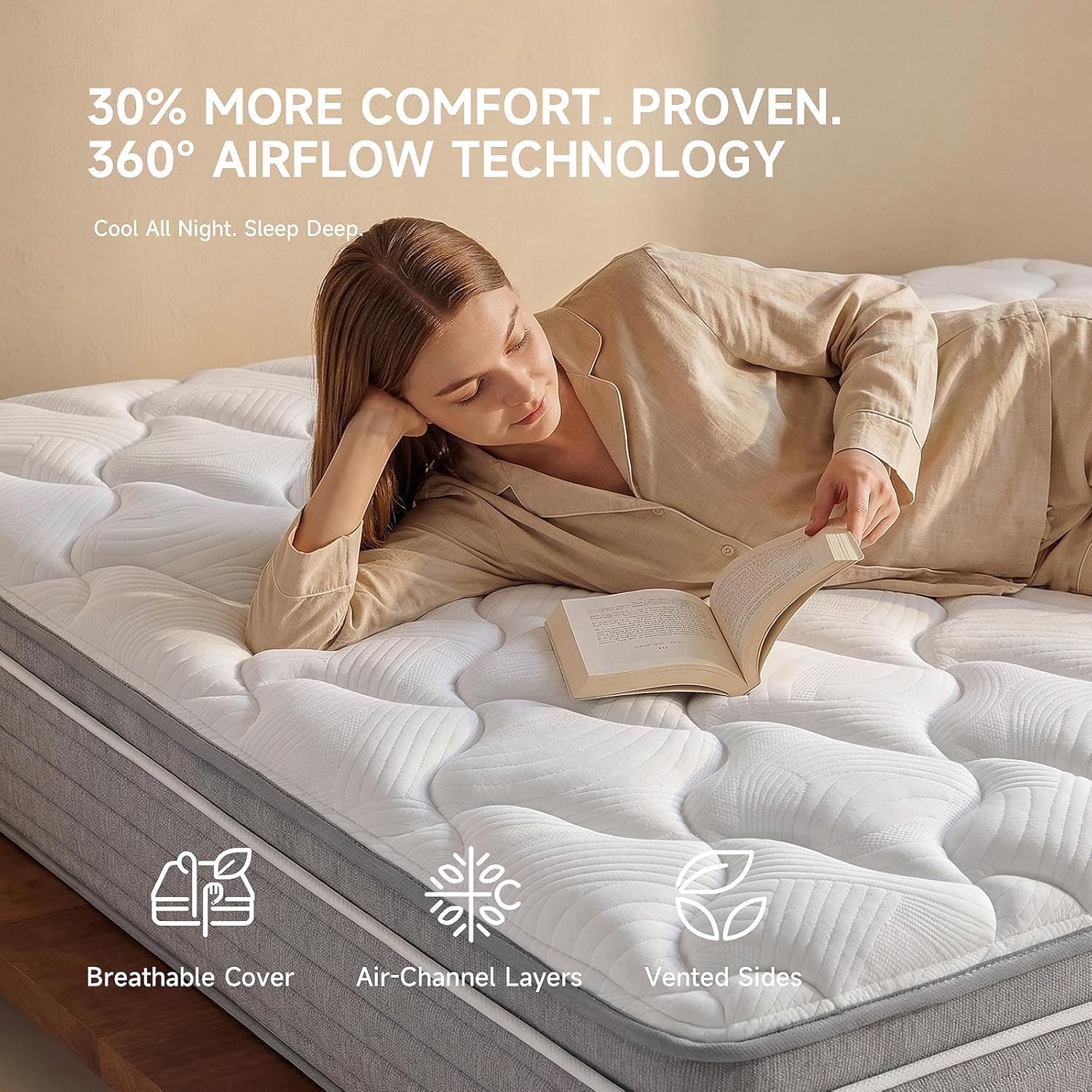 Queen mattress 12 inch,Queen Size Mattresses in a Box,Memory Foam Hybrid Mattress,with Individual Pocket Spring for Motion Isolation &Lumbar Support & Pressure Relief,Fiberglass-Free,Medium Firm