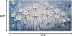 YHSKY ARTS Floral Canvas Wall Art Hand Painted Blue and White Heavy Textured Painting Modern Abstract Flower Pictures Contemporary Artwork for Living Room Bedroom Office Decoration