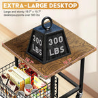 Mini Fridge Stand with Storage, Small Refrigerator Stand with Wheels, Rolling Mini Fridge Cart-Max Load 300 LBS Heavy Microwave Printer Stand Utility Cart for Dorm, Apartment, Kitchen, Office (Brown)